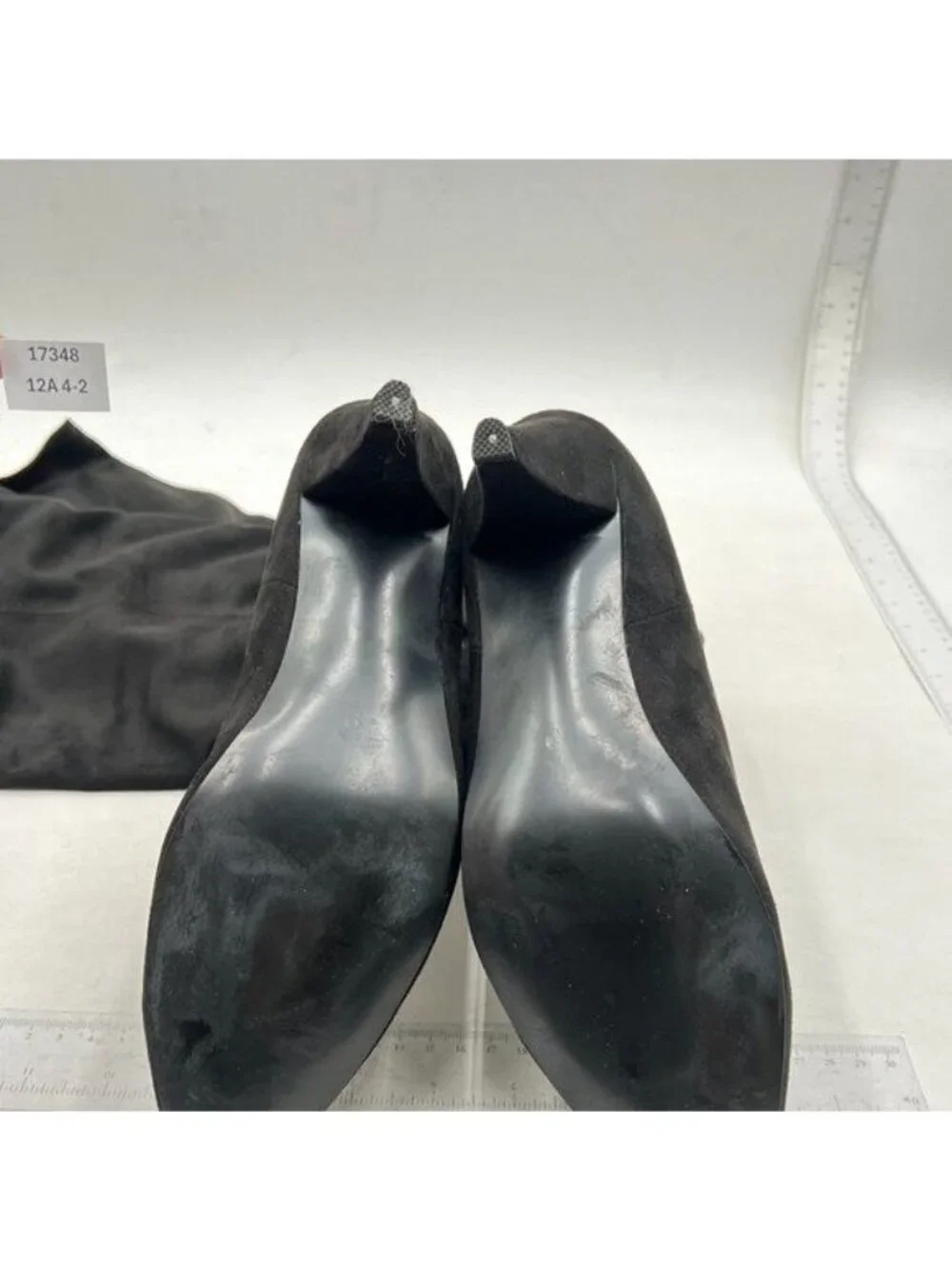 Knee High Boots Women Kitten Heel Pointed Toe Tall Boot for Women Black Suede